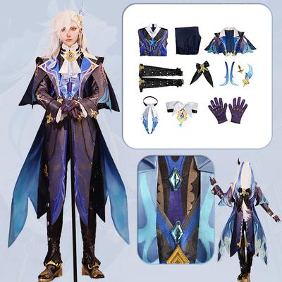 Neuvillett Cosplay  Costume Wig Fontaine Chief Justice Ordainer of Inexorable Judgment Uniform Halloween Outfit