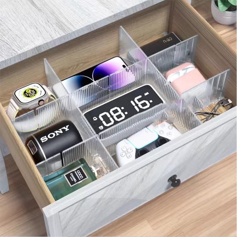 Transparent Acrylic Drawer Organizer Bins Non-Slip Divided Storage Boxes For Bathroom Vanity Desk Plastic Storage Trays