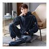 [D.IIZOO] Parka Style Long Sleeve Fluffy Pajamas Men's Winter Top and Bottom Set Room Wear Loose Warm Cold Protection Loungewear Fleece Lined Pajamas