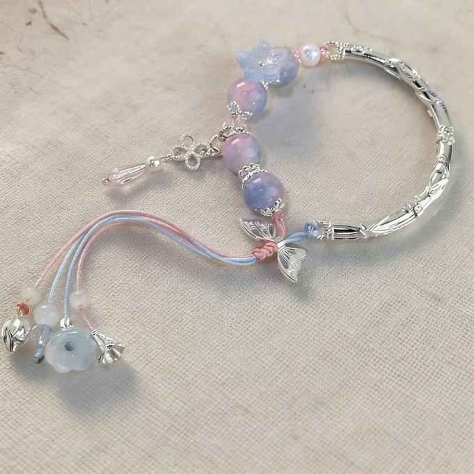 

National Style Gradual Change Beaded Butterfly Bracelet Ancient Style Girl Fairy Design Bracelet Hand Woven Half Bracelet Bracelet Accessories