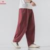 Herren lockere chinesische Leinenhose - lockere gerade geschnittene lässige Baumwoll-Bloomers für Frühling/Sommer