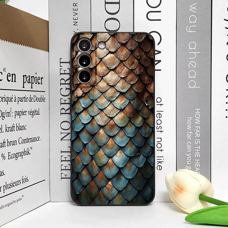 Creative Black Golden Scale Texture Printed Phone Case for OPPO Realme 14 Pro Plus 13 12 Lite 11 10 Pro+ X7PRO Ultra Soft Cover