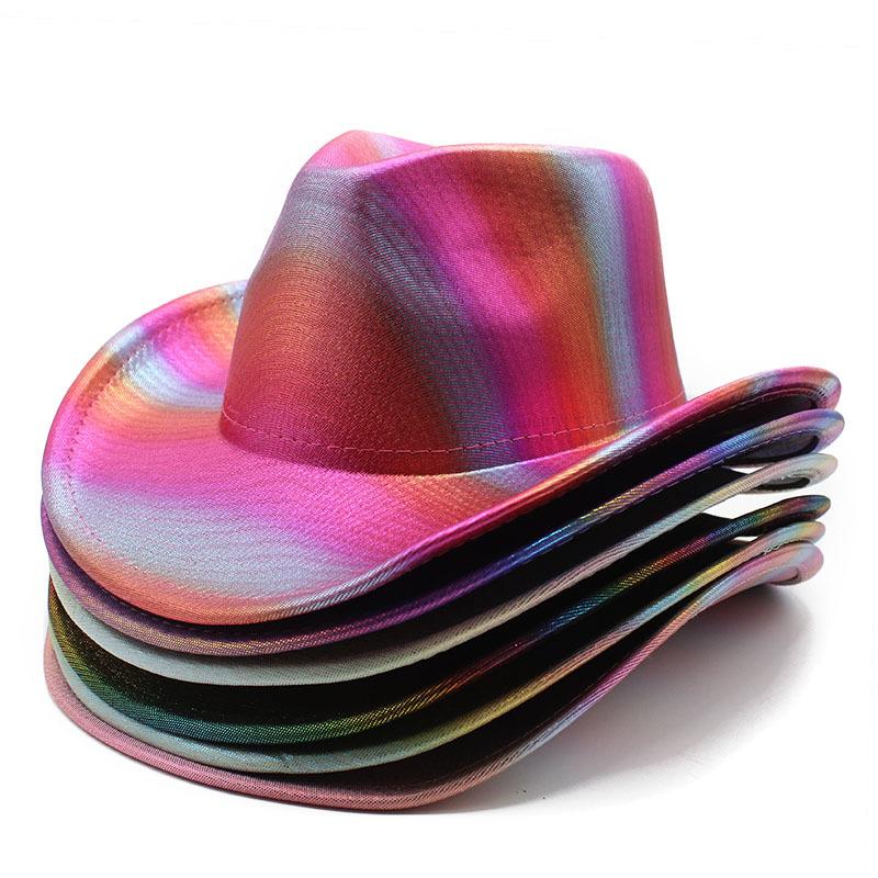 Rainbow Striped Cowboy Hat Colorful Top Hat Western Men And Women Party Orgy Decorative Holiday Hat