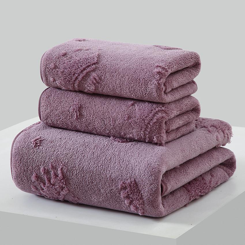 

3pcs/set Coral Fleece Heart Face Bath Towels Super Soft Absorbent Shower Towel Set for Adults Home Bathroom serviette de bain