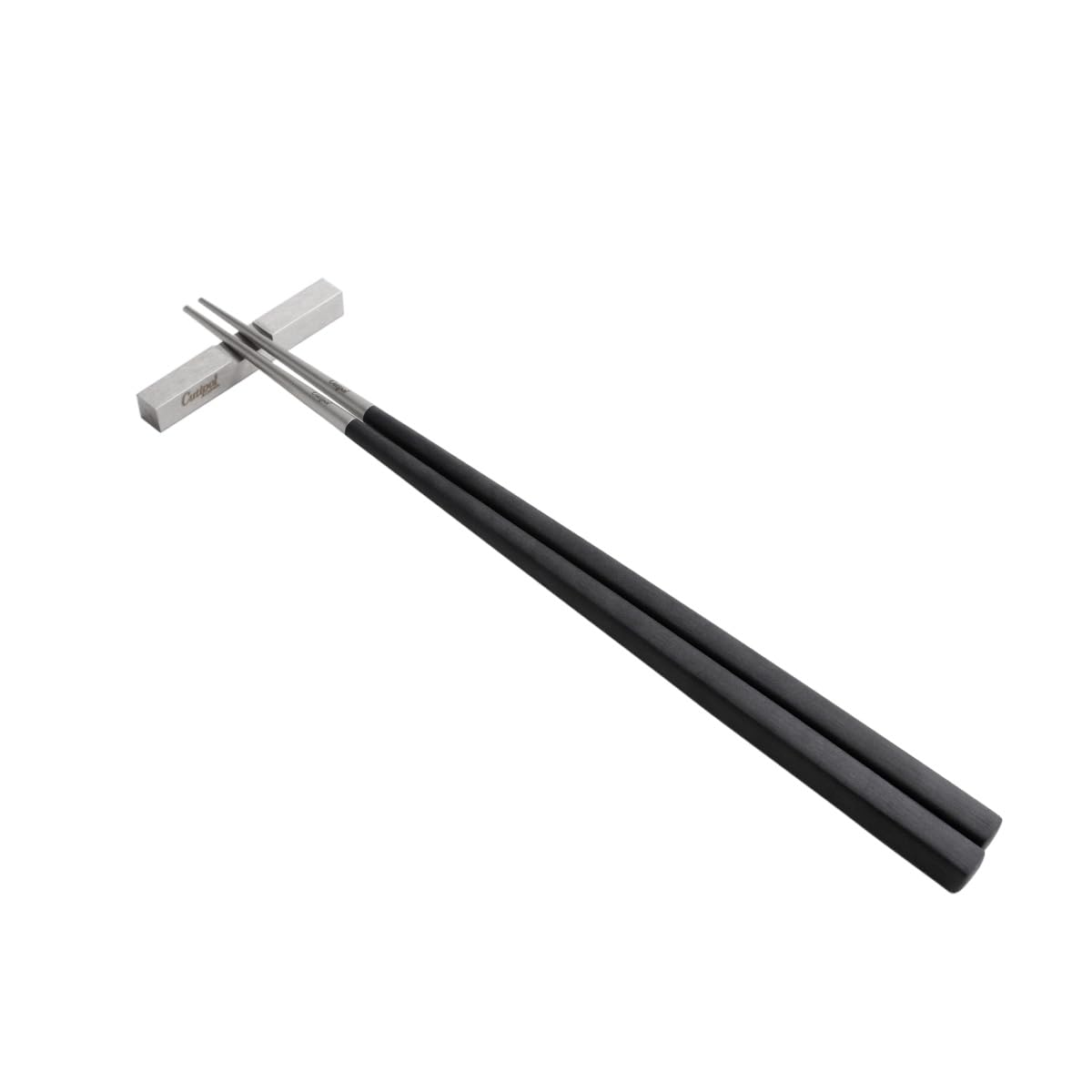 Cutipol KUBE Chopsticks and Chopstick Rest Set, Black Silver, KU39