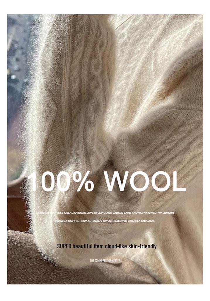 Thick Wool Cable Knit Cardigan: Retro High-Neck Sweater, Warm Winter Base Layer