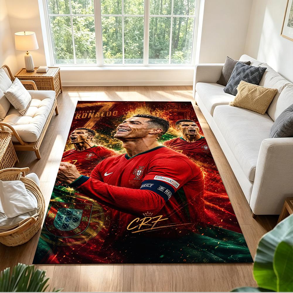 Cristiano Ronaldo Teppich Büroteppich Perfekt für Spielzimmer Balkon Küche Eingangsbereich Rutschfester Teppich Anime Bürodekoration Am besten für Weihnachten