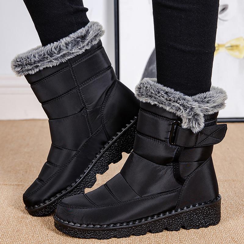 Women'S Boots Snow Lightweight Women Booties Waterproof Woman Shoes Solid Ankle Boots Fur Botas Mujer Women'S Winter Boots