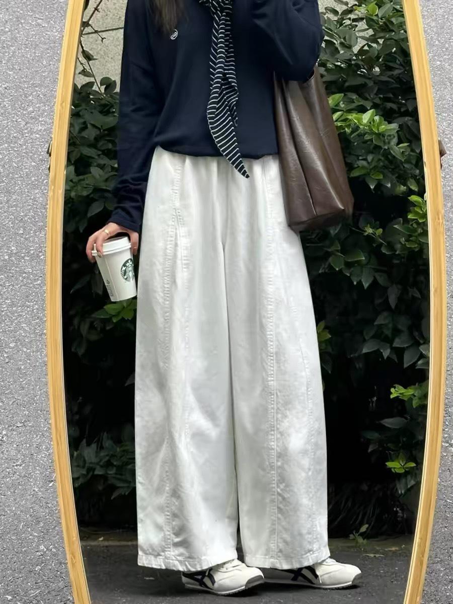 

Women s Plus Size High Waist Wide-Leg White Pants - Spring Collection XL белый