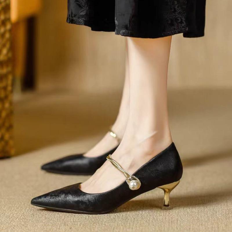 Fashion Women Shoes Fashion Elegant Style High Heels Trendy Versatile Soft Soled Leather Shoes Designer Mary Jane Pumps Tacones De Mujer