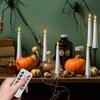 2pcs Flameless Flickering LED Candles Light Ghost Face Taper Candles with Remote Control and Timer Halloween Holiday Decorations