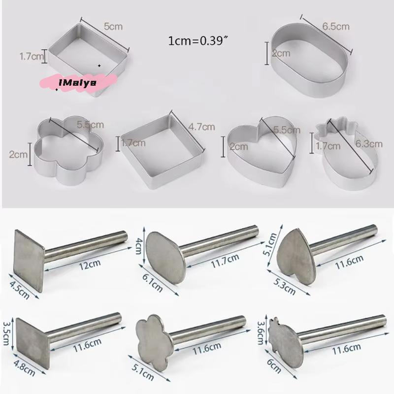 1/3/5Pcs Stainless Steel Appl-e Cake Pie Biscuit Cutter Mold Rectangle Shape with Pusher Cake Decorating Tools Pulburon Molder