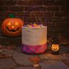 Home Decor Stylish Halloween Storage Basket Cartoon Portable Linen Grid Basket Decorative Hand-Held Basket Halloween Decoration