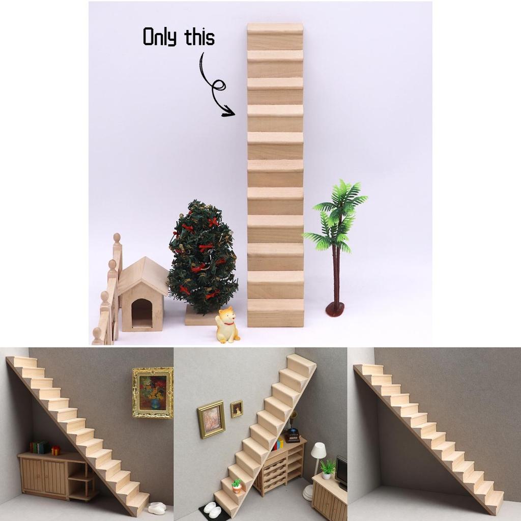 Сучасний ляльковий будиночок Мініатюрні меблі Дерев'яні міні-сходи для лялькового будиночка 1:12