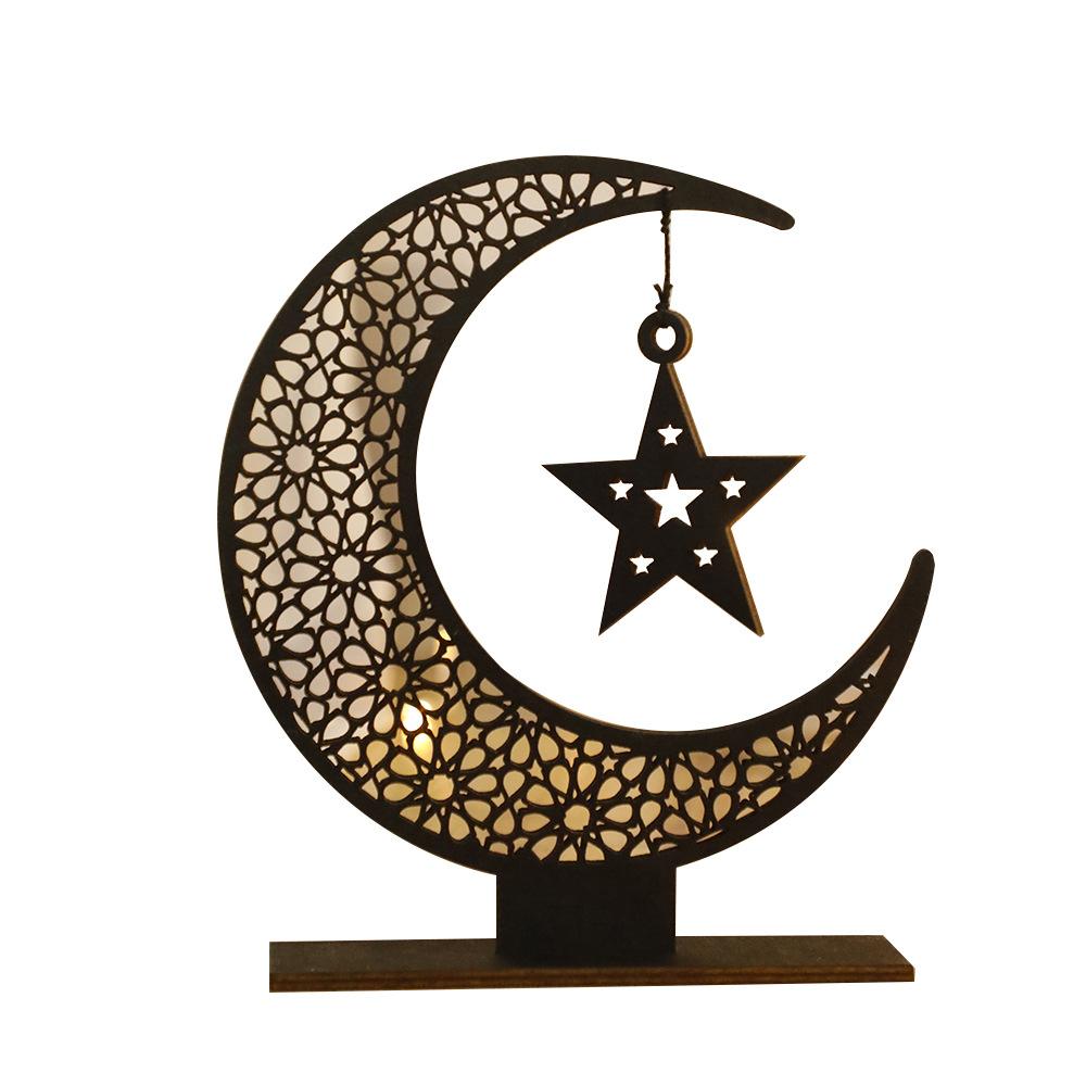 Eid Mubarak Wooden Moon Ornaments Black Ramadan Kareem muslim decor Happy Ramadan Table decorations Islamic Festival Decoration