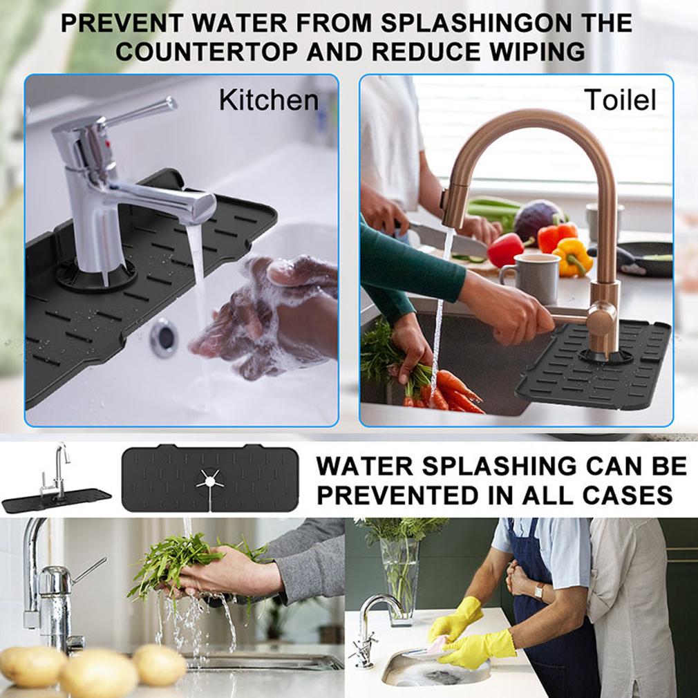 Kitchen Faucet Absorbent Mat Sink Splash Guard Silicone Faucet Splash Catcher Countertop Protector For Bathroom Kitchen Gadgets