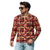 Men's Casual Street Loose Fit V-Neck Christmas Print Shirt