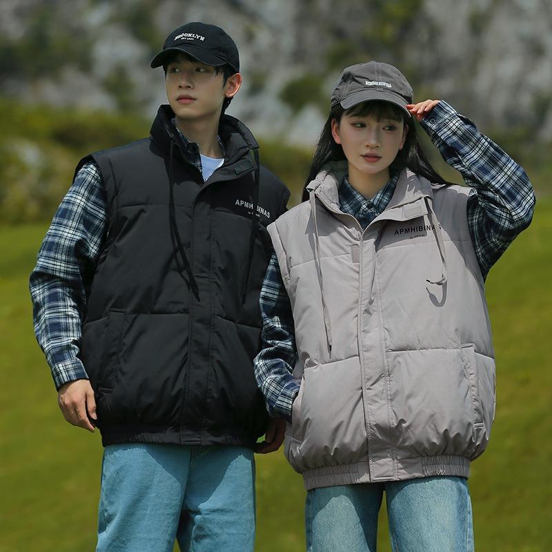 

Men and women wear detachable vests with sleeves, cotton-padded clothes, trendy brand niche bread clothes, students keep warm and windproof M чёрный