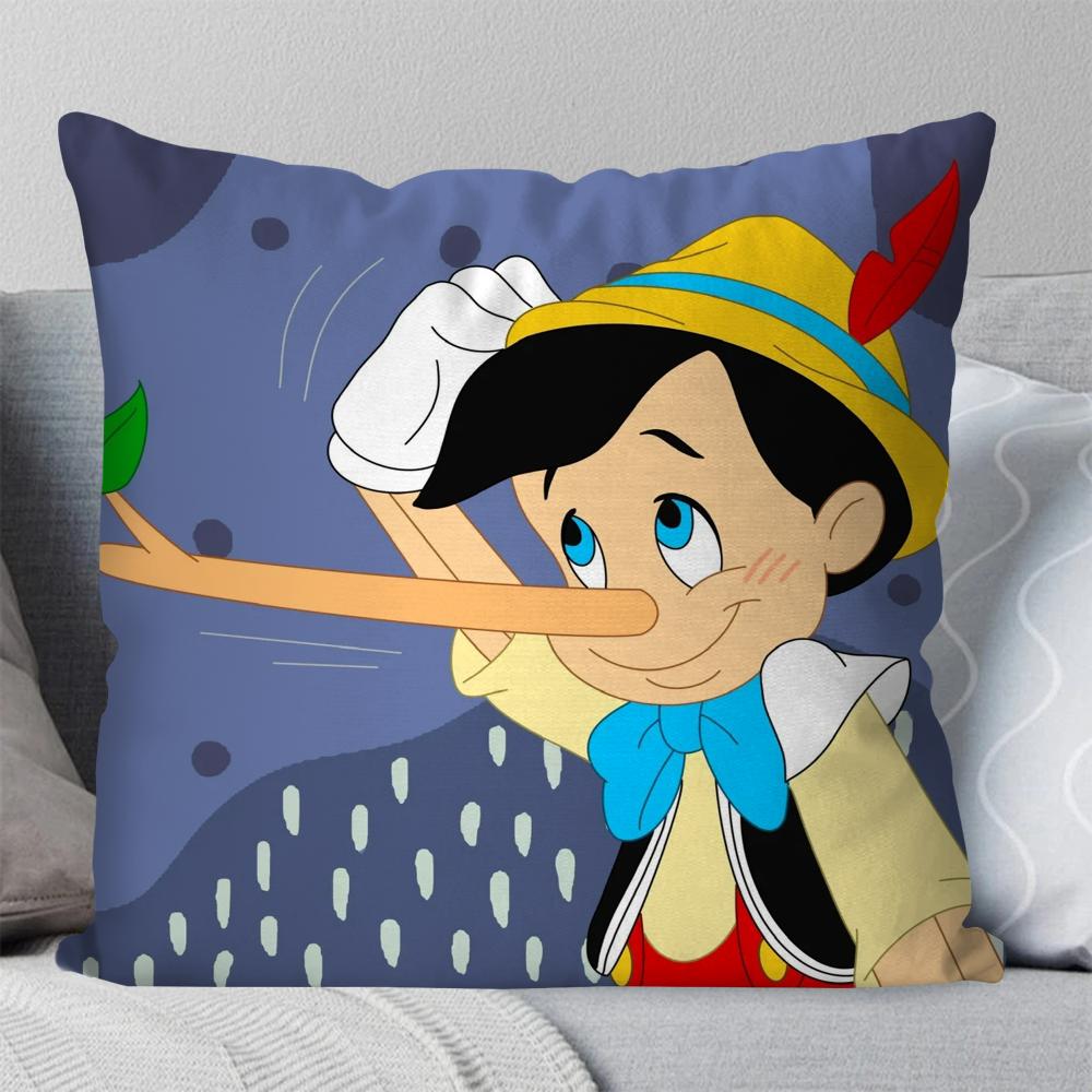 Classic Fairy Tale P-Pinocchio Animation Pillow Case Square Pillow Bedroom Sofa Leisure Comfort LivingRoom Home Decoration 40X40