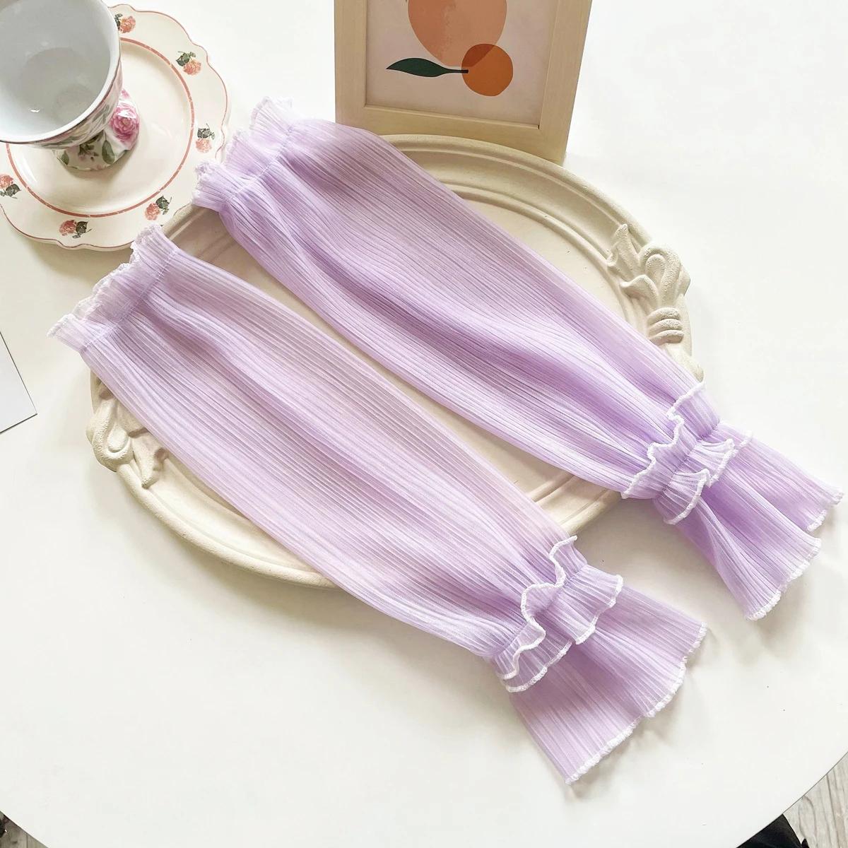 

Летние длинные перчатки без пальцев женские солнцезащитные рукава перчатки женские тонкие кружевные сетчатые рукава солнцезащитные варежки с защитой от ультрафиолета фиолетовый