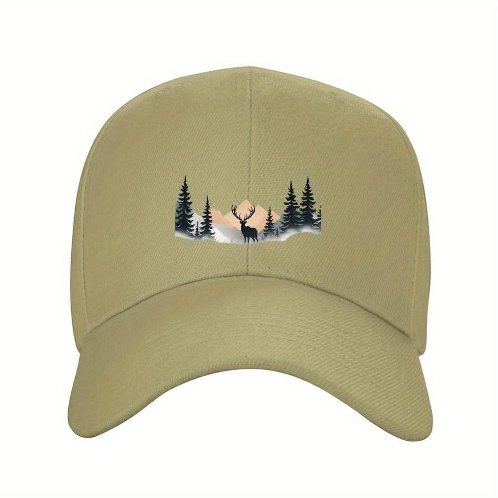 Elk Mountain Ink Painting Baseball Cap Unisex Adjustable Outdoor Casual Polyester Hat