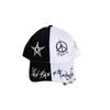 Hip-Hop Baseball Cap Unisex Black White Graffiti Peaked Hat with Iron Ring Street Style