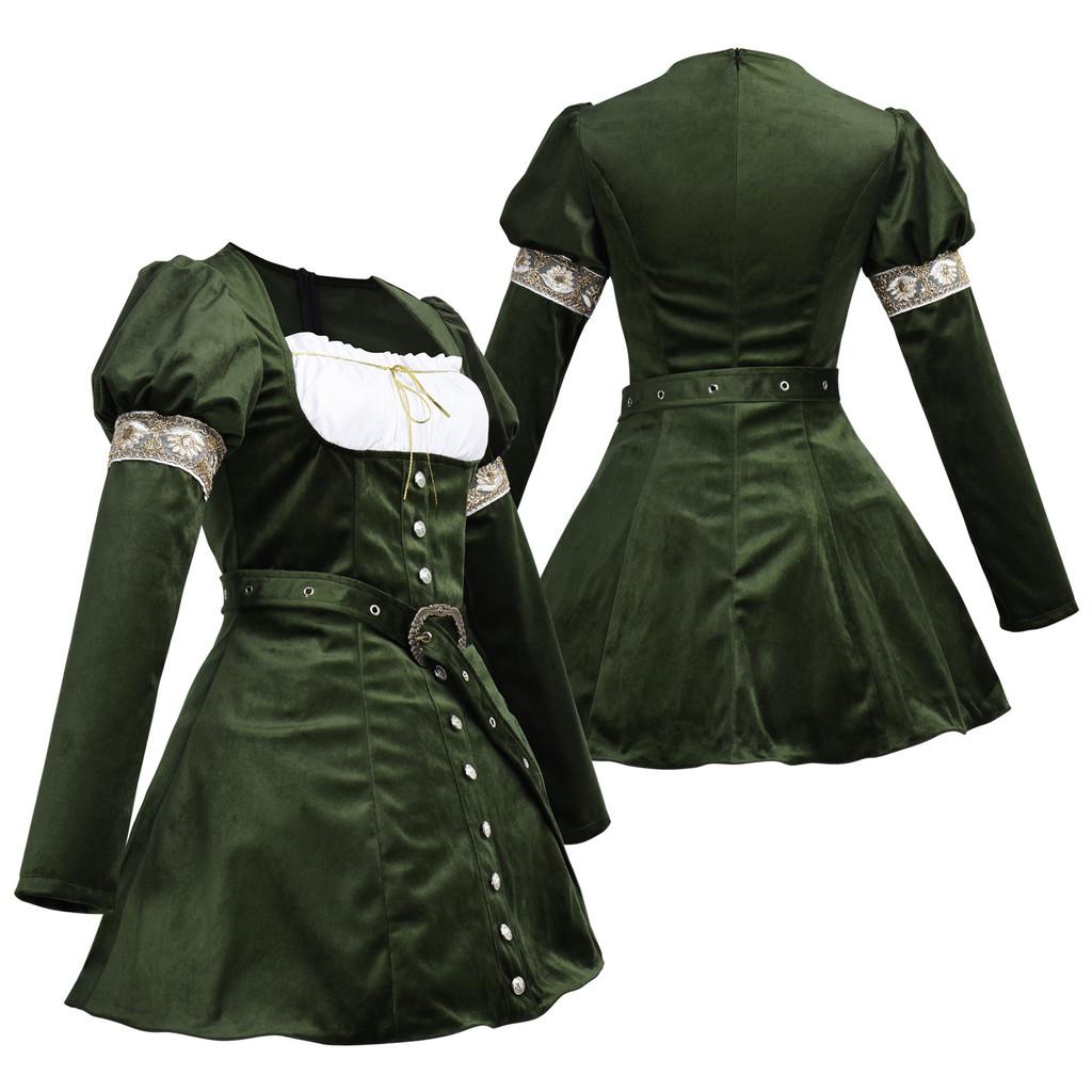 Cadılar Bayramı Partileri İçin Polyester Kumaştan Orta Çağ Kızı Elbisesi Cosplay Kostümü