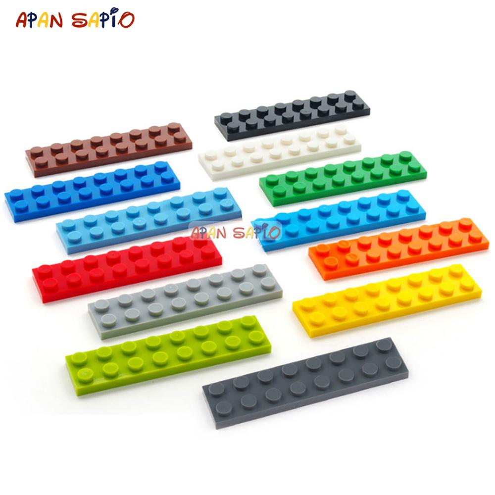 40pcs DIY Building Blocks Thin Figures Bricks 2x8 Dots 13Color Educational Creative Size Compatible With 3034 Toys for Children