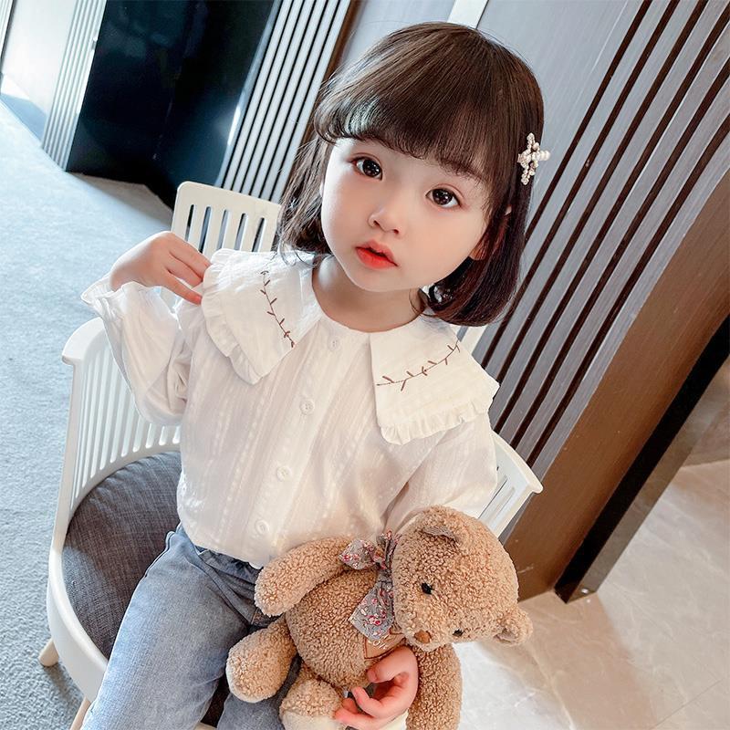 Girls Long Sleeve Cotton Shirt for 0-4 Years Spring Summer Base Layer Top