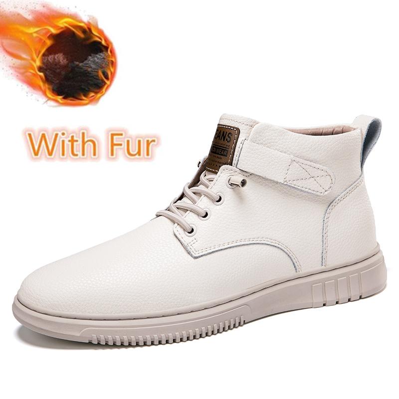Warm Plush Fur Winter Boots New Arrival Men's High Top Shoes New Non-Slip Lace-Up Sneakers Leisure Walk Male Outdoor Basic Boots