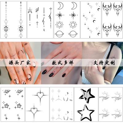 Ins Personality Sun Moon Stars Thorn Totem Lines Multi-Picture Finger Disposable Temporary Tattoo Sticker