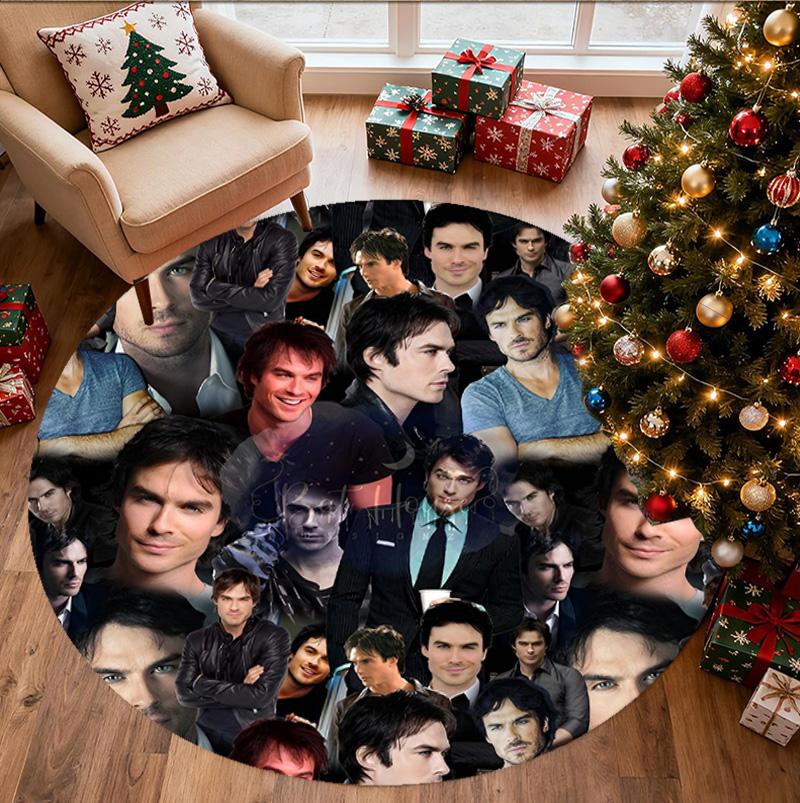 Damon Salvatore Pattern Round Rug, Indoor/Outdoor Mat, for Picnic, Gameroom, Bedroom, Office, Living Room, Home Decor Carpet, Birthday Gift