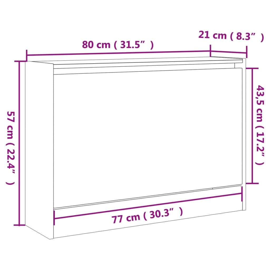 Shoe Cabinet Gray Sonoma 80 x 21 x 57 cm Particleboard