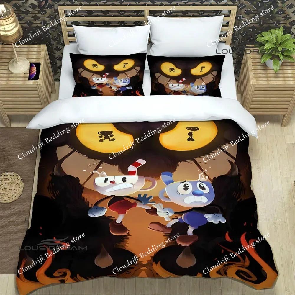 Cuphead Cartoon Druck Bettwäsche Sets Exquisite Bettwaren Bettbezug Set Bettdecke Luxus Mode Polyester Bettdeckenbezug