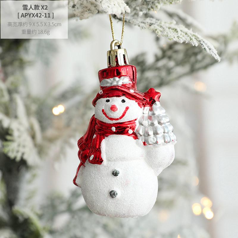 2Pcs Christmas Tree Decorations Santa Claus Ice Cream Snowman House Star Crutch Boots Ornaments Christmas Ornaments Pendant