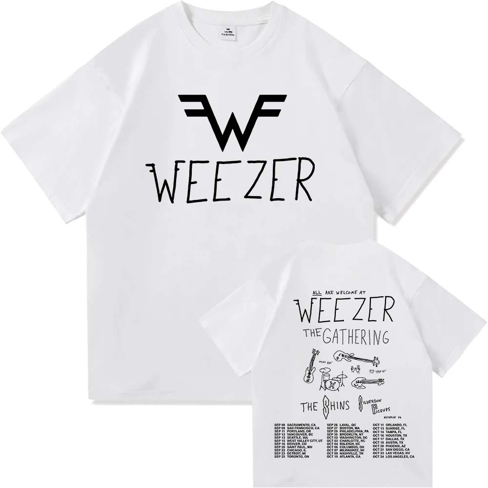 Weezer The Gathering Tour 2026 T-shirt Katoen Zacht Unisexunisex T-shirts Zomer Korte Mouw Ronde Hals T-shirts Ontwerp Grafische Print Shirt
