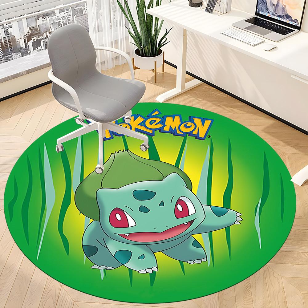 1PC Bulbasaur, Pokémon Office Round Rug, Non-slip, Soft and Durable Office Rug for Interior Decoration, Perfect for Office yy250915079