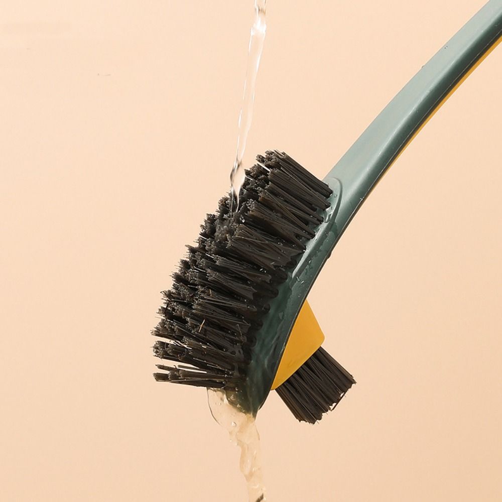 Long Handle Cleaning Brush Soft Hair Curved Brush Handle Double Head Toilet Brush Bathroom