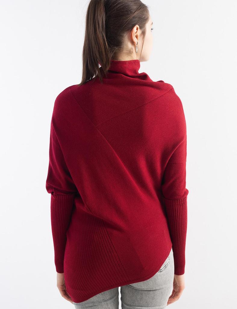 Korean Irregular Wool Patchwork Batwing Sleeve Sweater - Women's Autumn/Winter Loose Knitwear