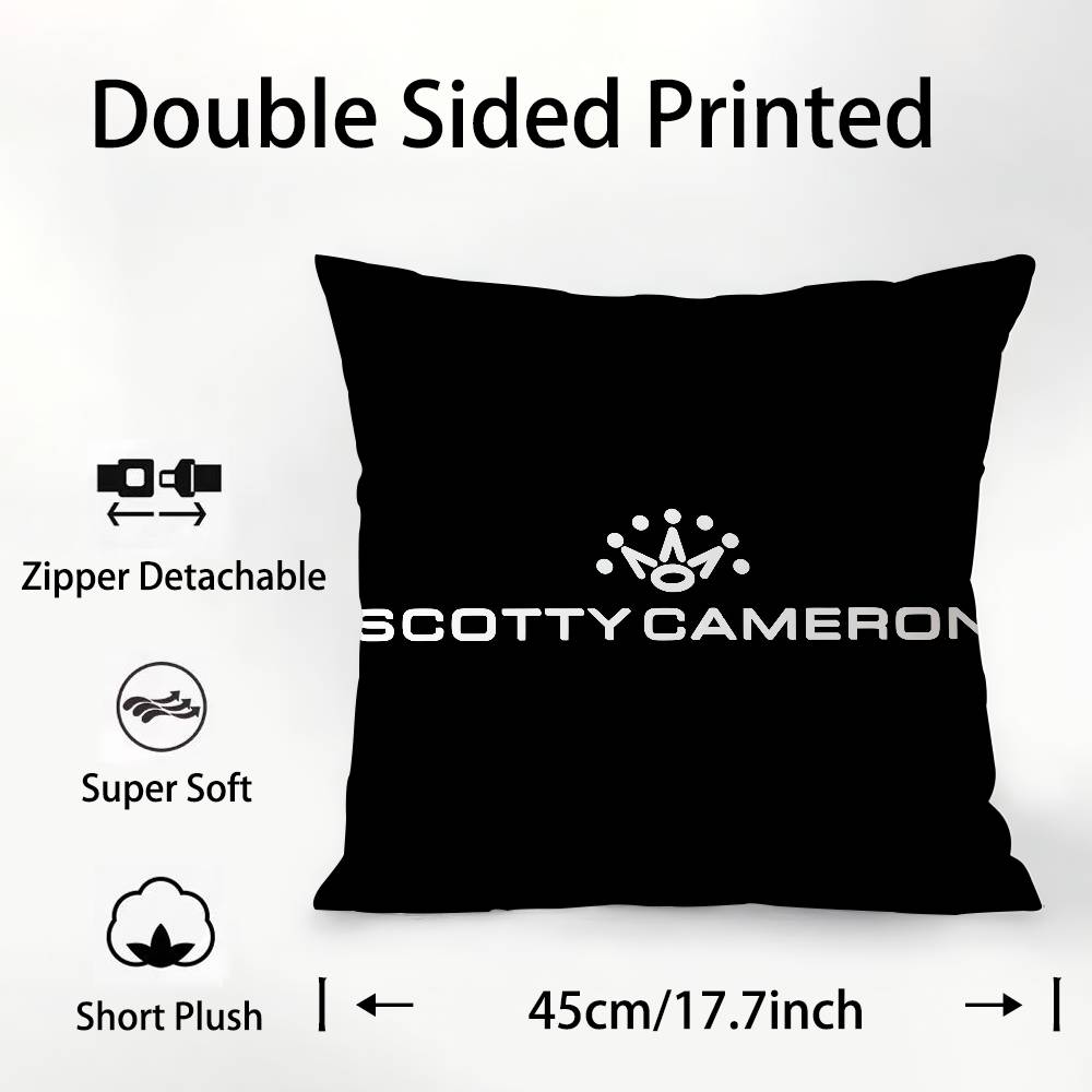 

Luxury S-SCOTTY C-CAMERON Pillow Case Square Double‑Sided Print Cushion Case For Sofa Home Bedchamber Decor Gift 12x12Inch