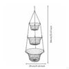 3Tier Hanging Fruit Basket Space Saving Wire for Living Room, Kitchen Boxed