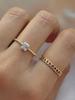 2pcs Minimalist Cubic Zirconia Ring with Hollow Heart Splicing Opening Ring Wedding Party Jewelry