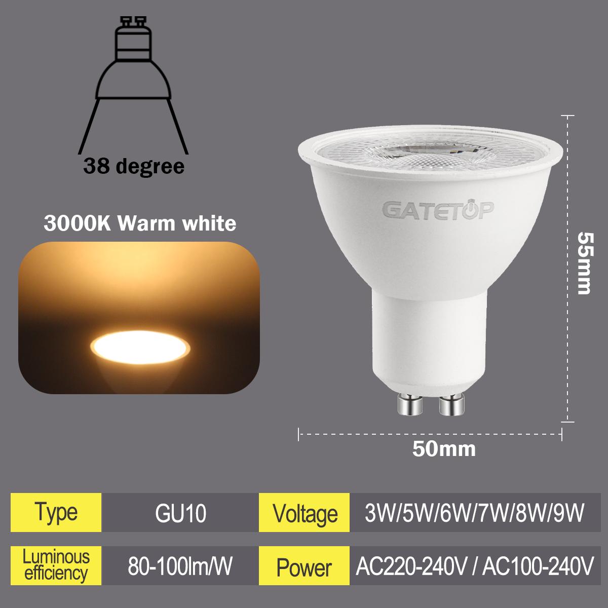 

1-10pcs Foco GU10 Spotlight Bulb AC220V 110V LED Lighting 3W 5W 6W 7W 8W 9W Can Replace The 50W Halogen Lamp Lampara Led 3w&AC220-240V&1 pcs