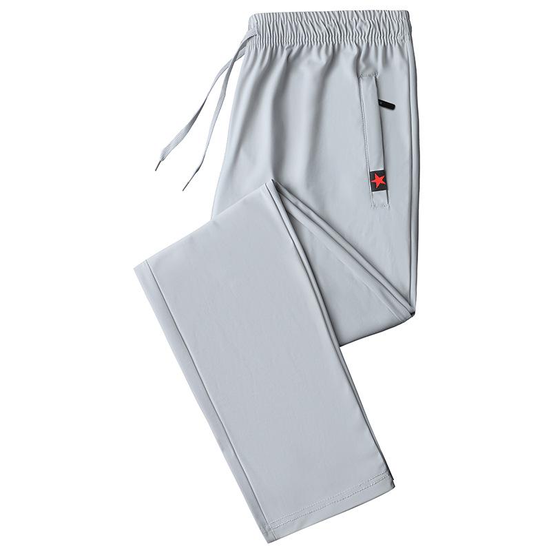 

Летние брюки из ледяного шелка, быстросохнущие, эластичные, с высокой посадкой - Легкие, с прямыми штанинами, свободного кроя для мужчин среднего и пожилого возраста 4XL