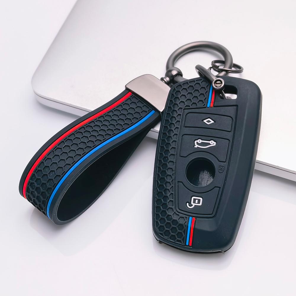 Key Case Cover for BMW F20 F22 F30 F31 F32 F33 F34 F36 with Keychain Anti-Scratch Guard Shockproof Protection Soft Grip Texture Dust Resistant Cover