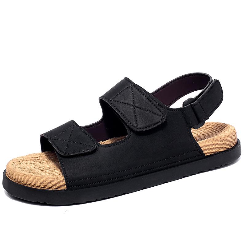 

Sandals summer men s thick-soled breathable outer wear one-word slippers men s large-size outdoor sports seaside beach shoes 46