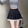 Mini Pleated Skirts Women Hot Girls Sweet Bow Vintage Y2k Clothes Streetwear Sexy Summer Autumn A-line Lace Splicing Goth Skirt