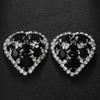 New Love Ear Clip Simple Black Rhinestone Earrings Earrings for Women Cold Style Accessories Black Diamond Silver Plated