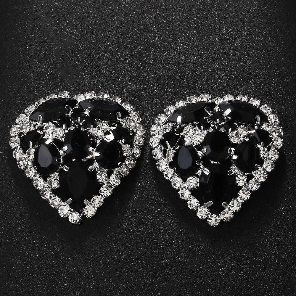 New Love Ear Clip Simple Black Rhinestone Earrings Earrings for Women Cold Style Accessories Black Diamond Silver Plated