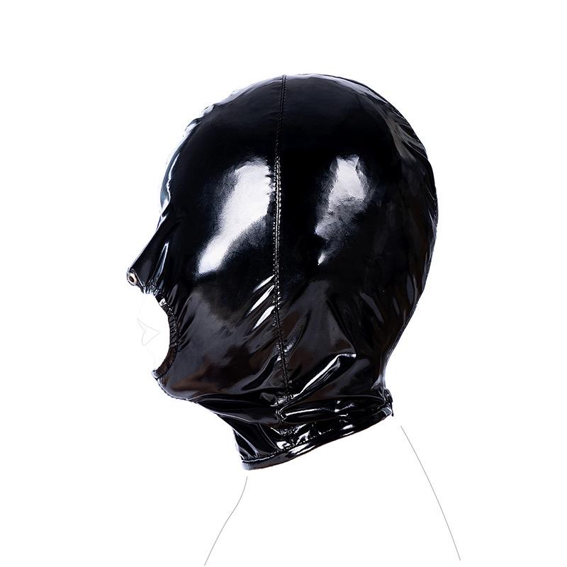 Sensual Elastic Glossy Mask with Mouth Opening for Roleplay and Crossdressing